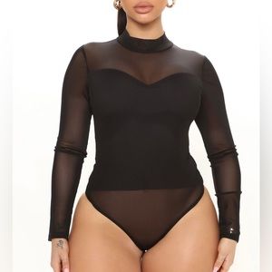 Sheer Sweetheart Neckline Bodysuit